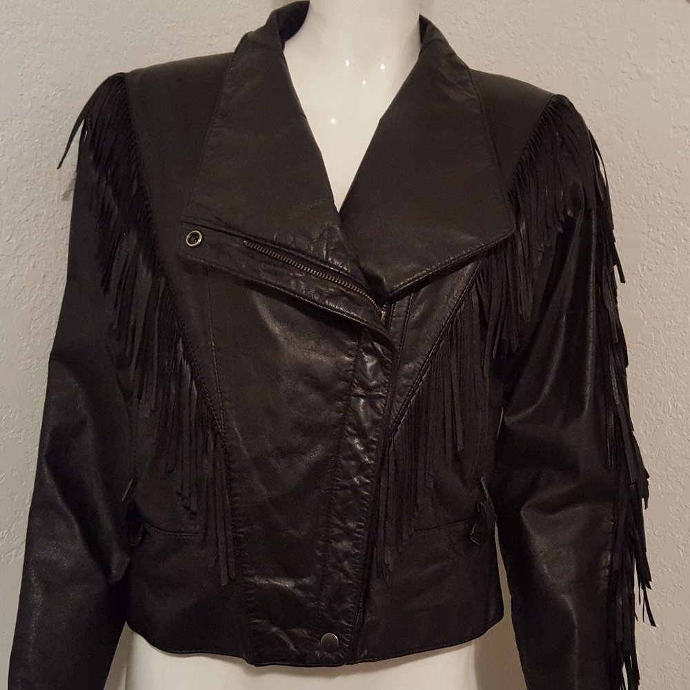 WOMEN'S BLACK QUILTED LEATHER ZIP BIKER SIZE 8